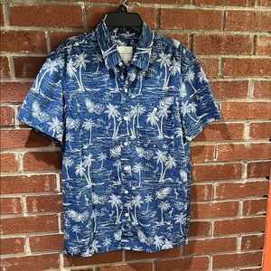 American Eagle Outfitters Blue Tropical Print Men's Shirt